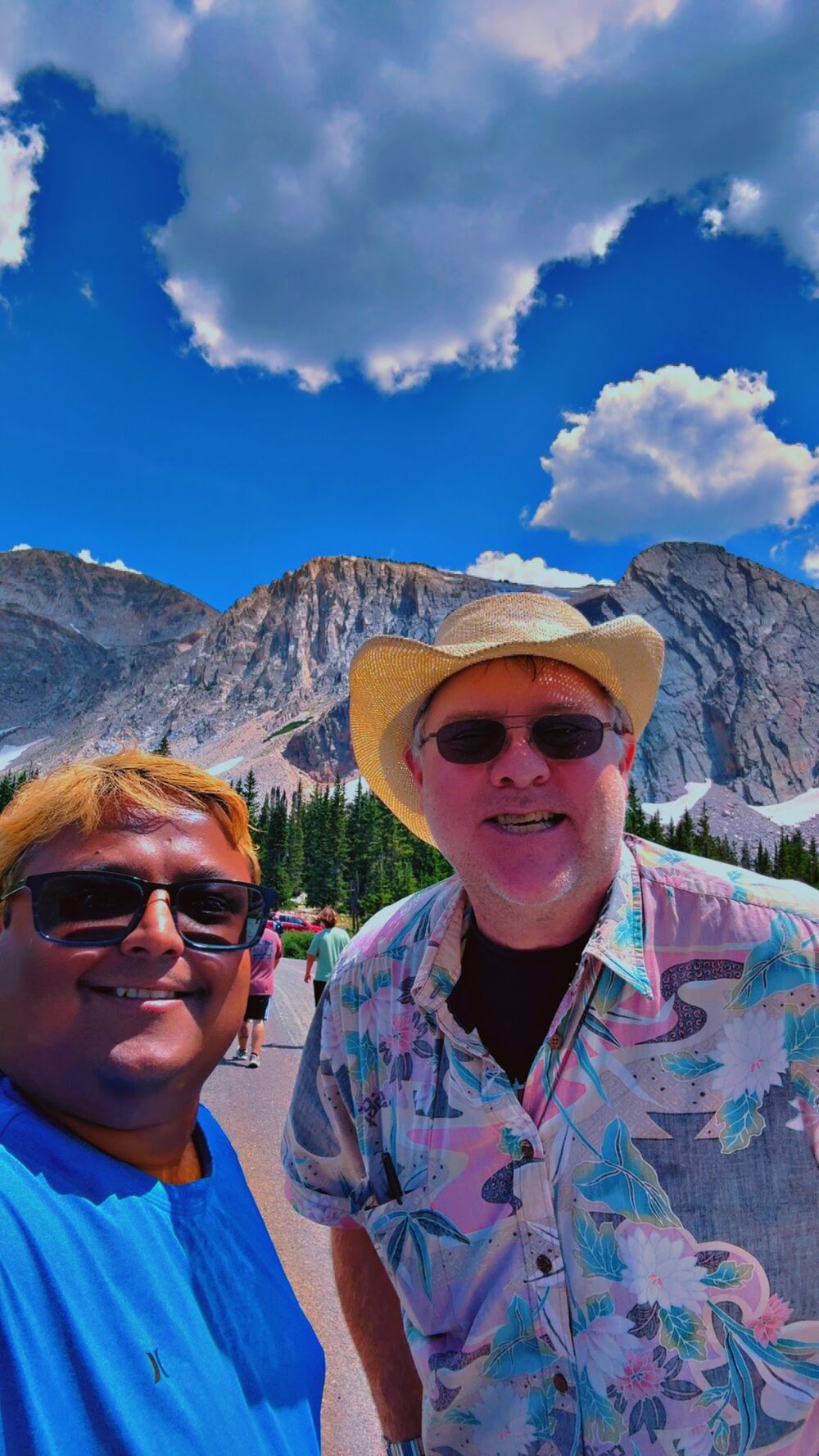 Troy Puls with a friend at the Snowy Range mountains in Wyoming